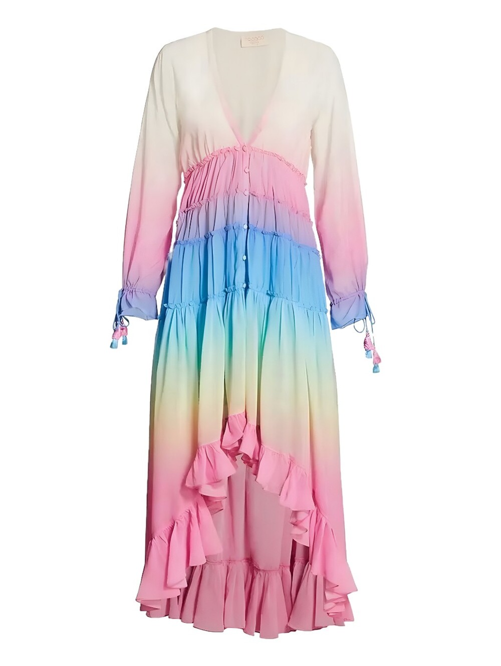 ROCOCO SAND Ombré High-Low Tiered Dress in Pink Size XS NWT
